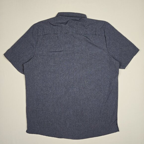 ZeroXposur Men’s L Vented Travel Shirt Heather Navy Outdoor UPF Button Front - Picture 4 of 8